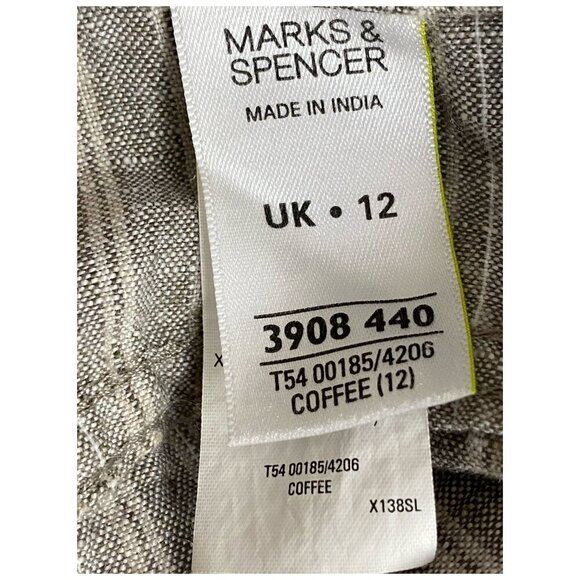 Marks & Spencer 100% Flax Linen Flared Skirt in Coffee Womens Sz UK12/US 14 - Picture 7 of 8